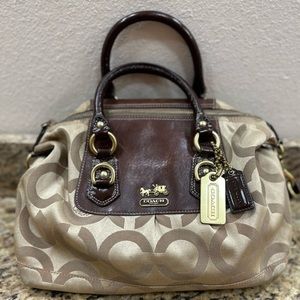 Coach Monogram Logo Print Canvas & Patent Leather
Trimmed Convertible Crossbody